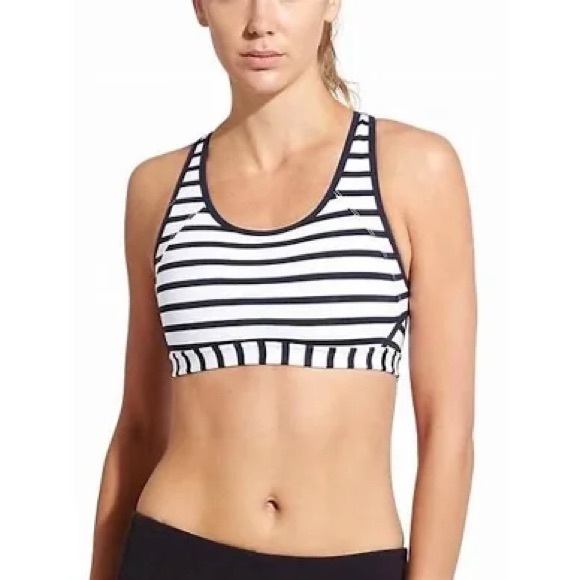 Athleta Hyper Stripe Double Dare Sports Bra Size Small - Picture 1 of 8